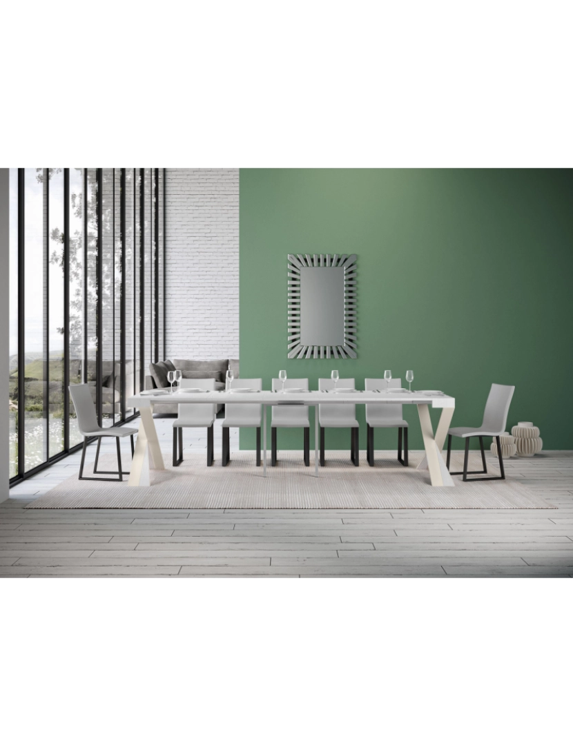 imagem de Mesa consola extensível 90x40/300 cm Diago Cinza Branca quadro Branco5