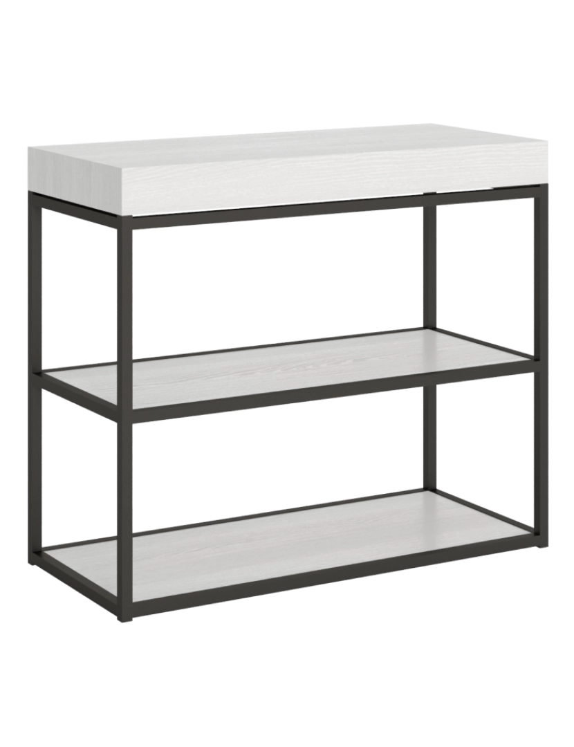 Itamoby - Mesa consola extensível 90x40/196 cm Plano Small Cinza Branca quadro Antracite