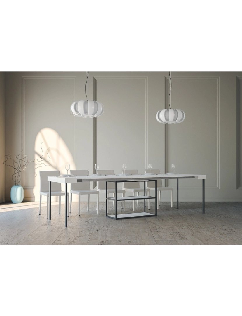 imagem de Mesa consola extensível 90x40/300 cm Plano Cinza Branca quadro Antracite5