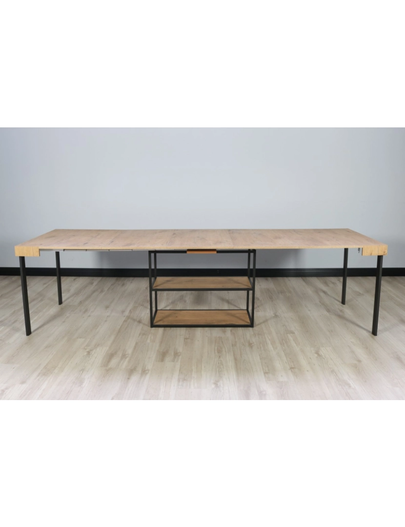 imagem de Mesa consola extensível 90x40/300 cm Plano Carvalho Natural quadro Antracite5