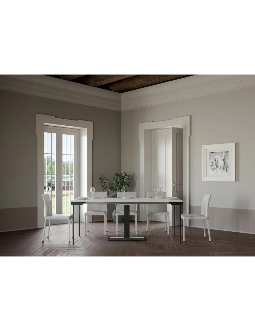 imagem de Mesa consola extensível 90x40/300 cm Capital Evolution Cinza Branca quadro Antracite4