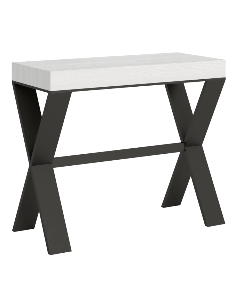 imagem de Mesa consola extensível 90x40/196 cm Xenia Small Cinza Branca quadro Antracite1