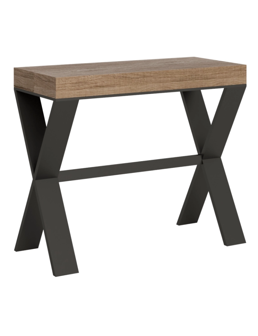 imagem de Mesa consola extensível 90x40/196 cm Xenia Small Carvalho Natural quadro Antracite1