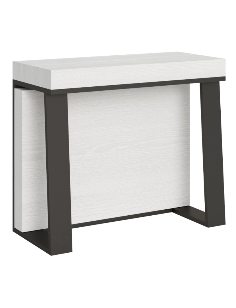 Itamoby - Mesa consola extensível 90x40/288 cm Asia Cinza Branca quadro Antracite