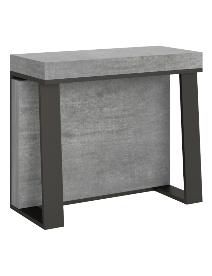 Itamoby - Mesa consola extensível 90x40/288 cm Asia Cimento quadro Antracite