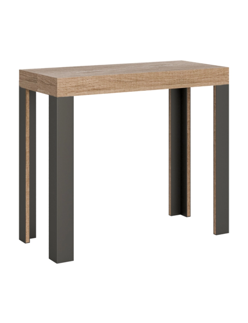 Itamoby - Mesa consola extensível 90x40/196 cm Linea Small Carvalho Natural quadro Antracite