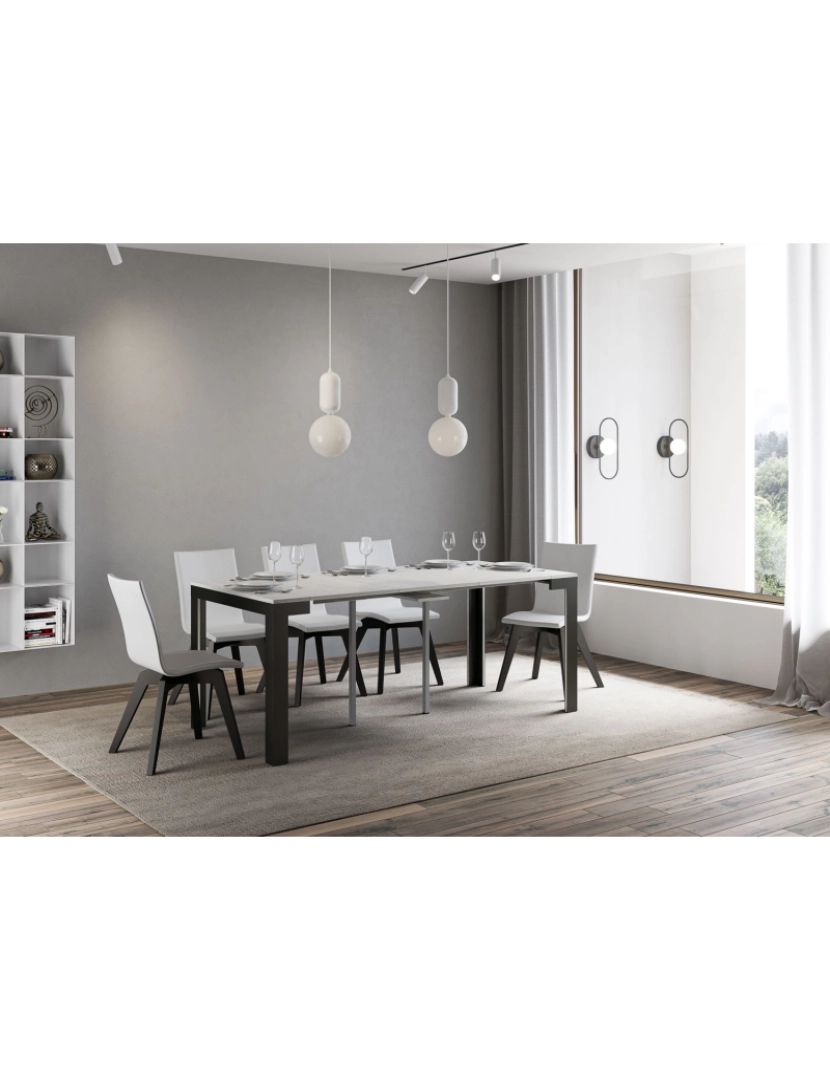 imagem de Mesa consola extensível 90x40/196 cm Linea Evolution Small Cinza Branca quadro Antracite3