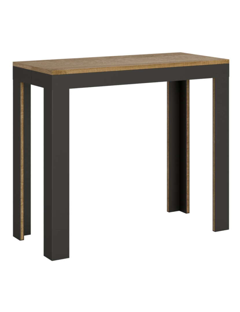 imagem de Mesa consola extensível 90x40/196 cm Linea Evolution Small Carvalho Natural quadro Antracite1