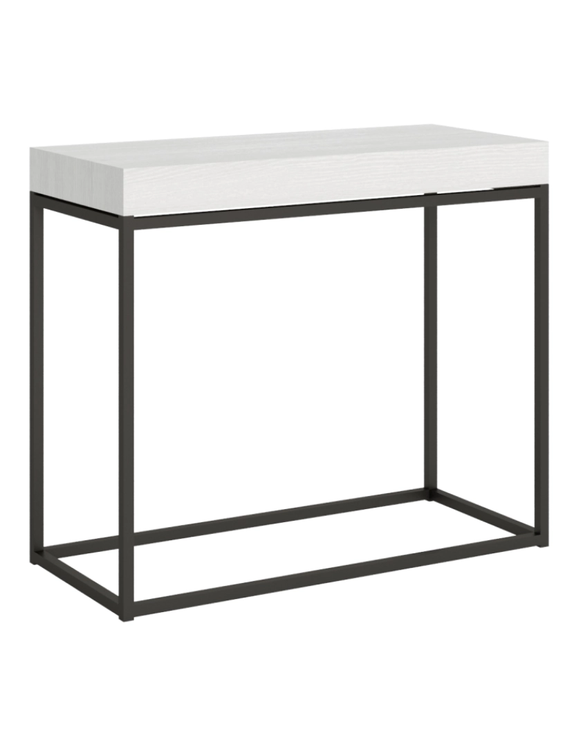 Itamoby - Mesa consola extensível 90x40/196 cm Nordica Small Cinza Branca quadro Antracite