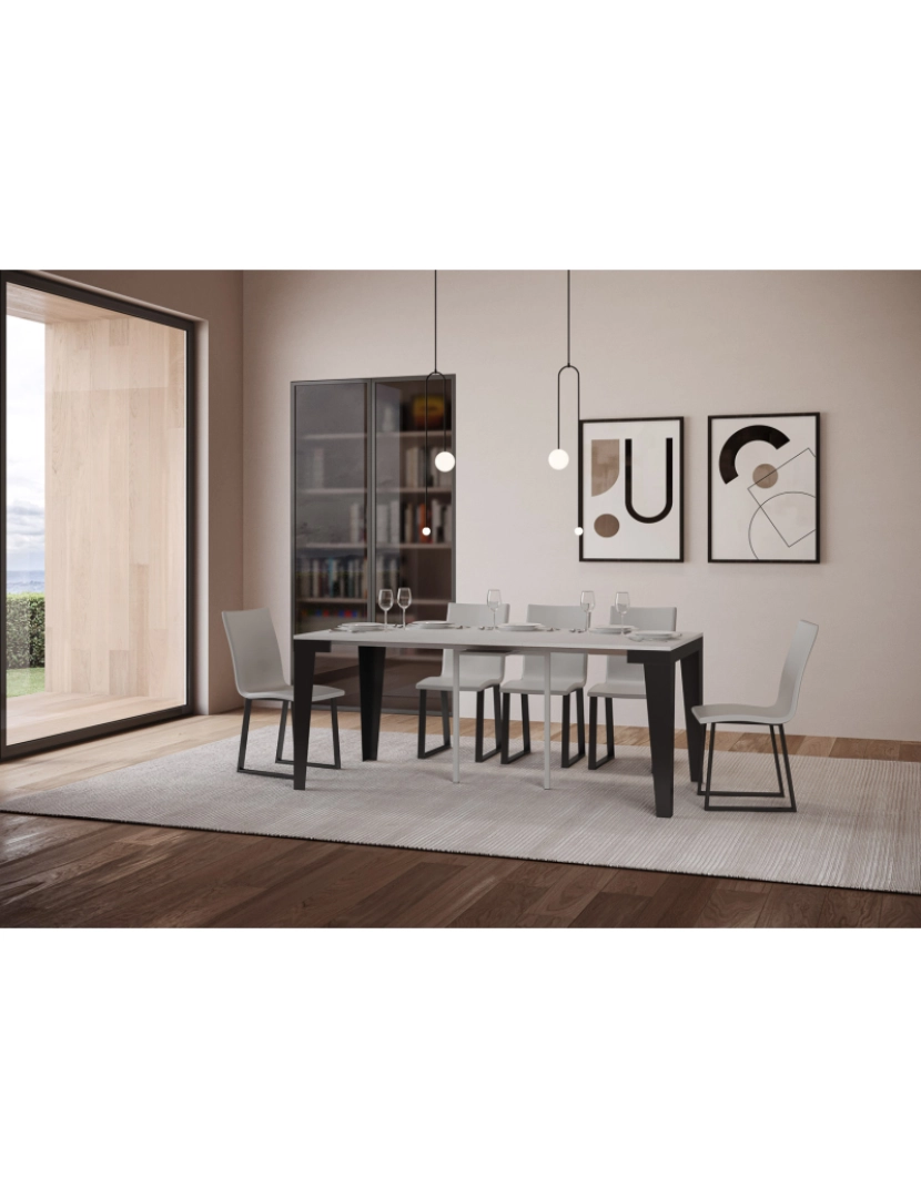 imagem de Mesa consola extensível 90x40/196 cm Flame Small Evolution Cinza Branca quadro Antracite3