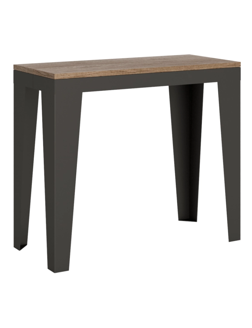 imagem de Mesa consola extensível 90x40/196 cm Flame Small Evolution Carvalho Natural quadro Antracite1