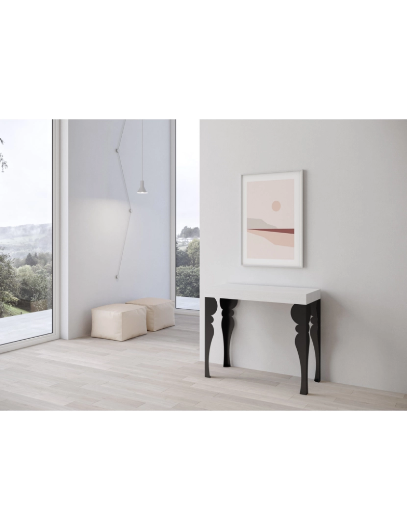 imagem de Mesa consola extensível 90x40/196 cm Paxon Small Cinza Branca quadro Antracite2