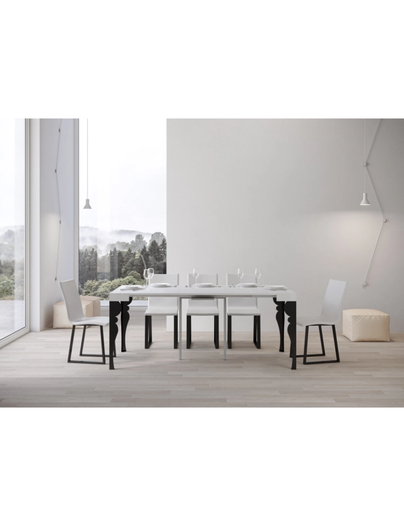 imagem de Mesa consola extensível 90x40/196 cm Paxon Small Cinza Branca quadro Antracite3