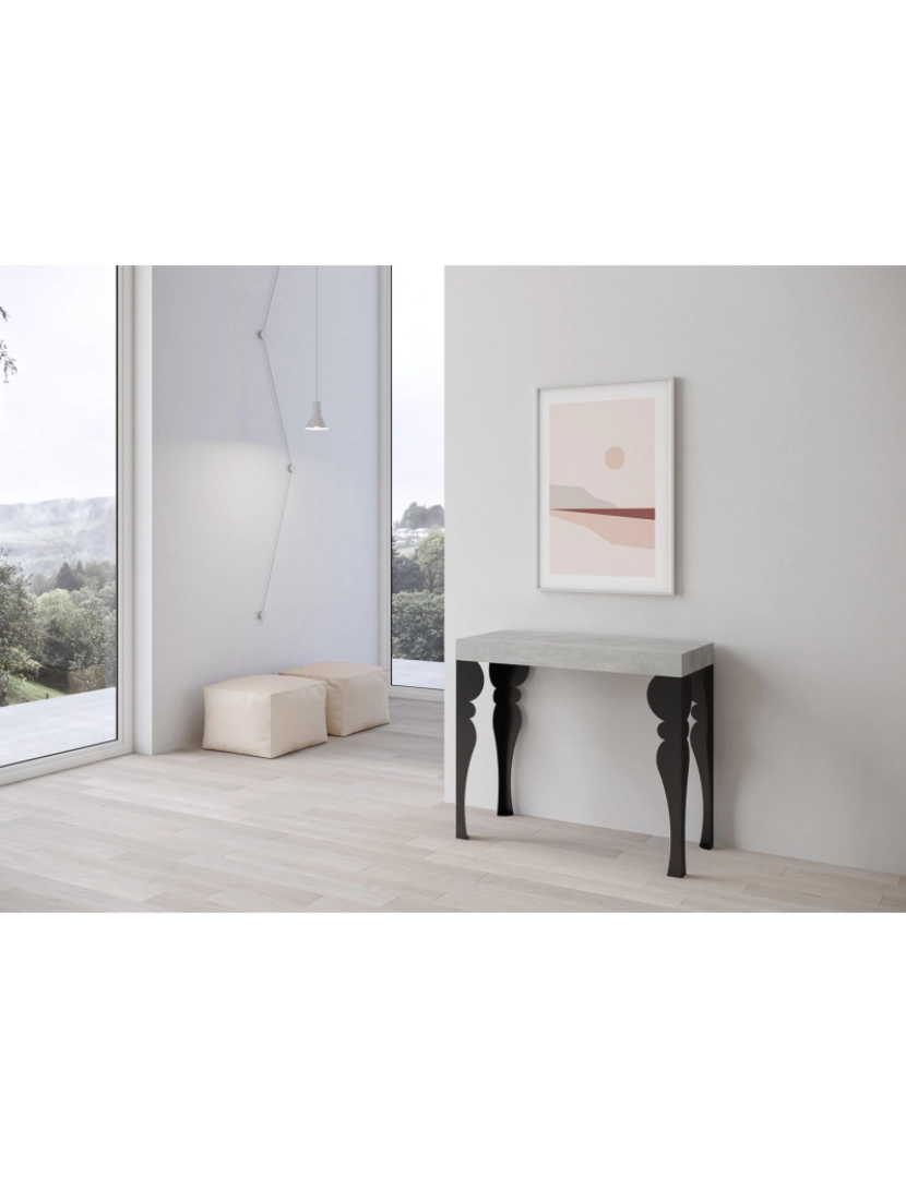 imagem de Mesa consola extensível 90x40/196 cm Paxon Small Cimento quadro Antracite2