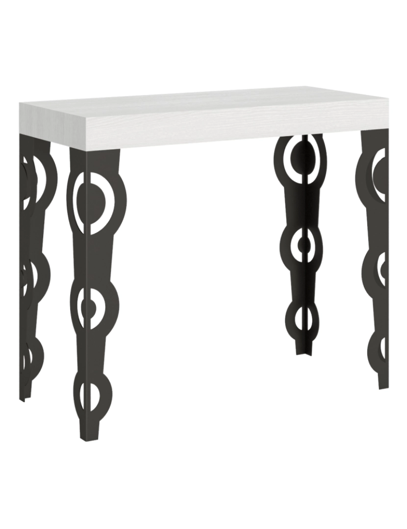 imagem de Mesa consola extensível 90x40/196 cm Karamay Small Cinza Branca quadro Antracite1