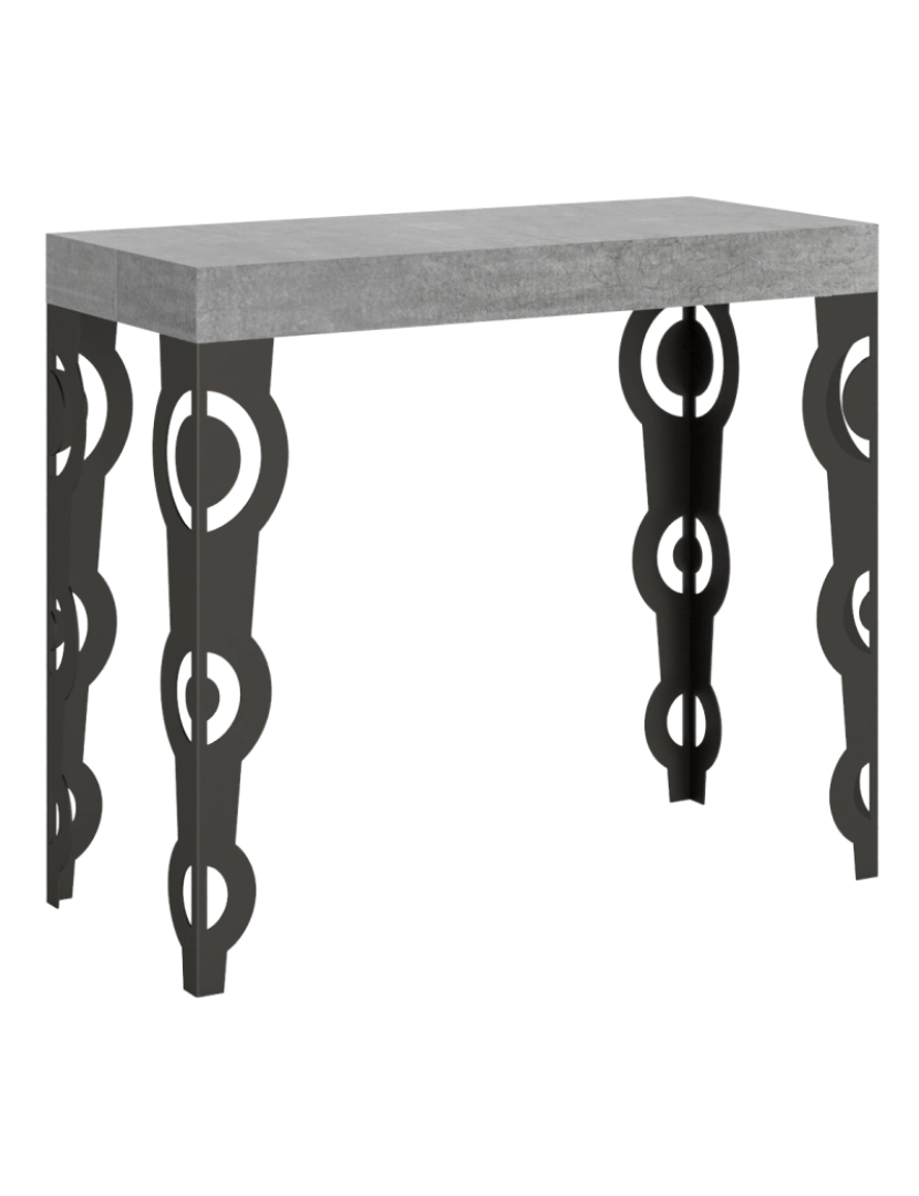 imagem de Mesa consola extensível 90x40/300 cm Karamay Cimento quadro Antracite1