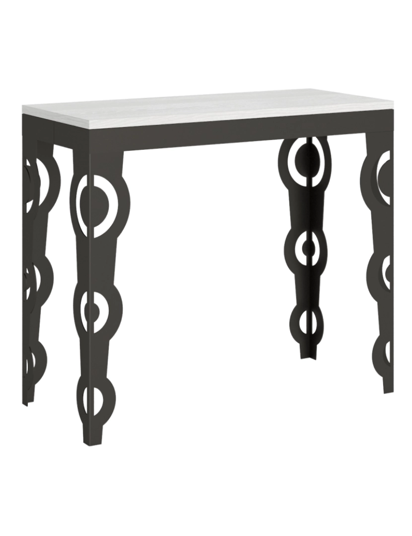 imagem de Mesa consola extensível 90x40/196 cm Karamay Small Evolution Cinza Branca quadro Antracite1