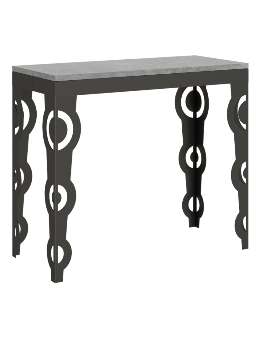 imagem de Mesa consola extensível 90x40/196 cm Karamay Small Evolution Cimento quadro Antracite1