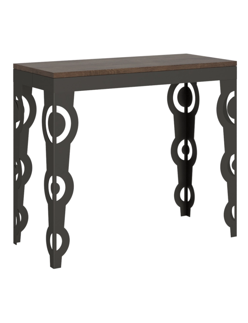 imagem de Mesa consola extensível 90x40/196 cm Karamay Small Evolution Nogueira quadro Antracite1