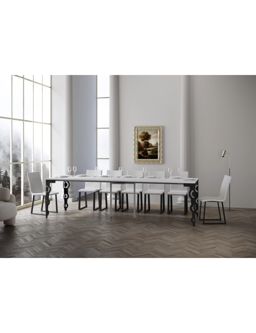 imagem de Mesa consola extensível 90x40/300 cm Karamay Evolution Cinza Branca quadro Antracite4