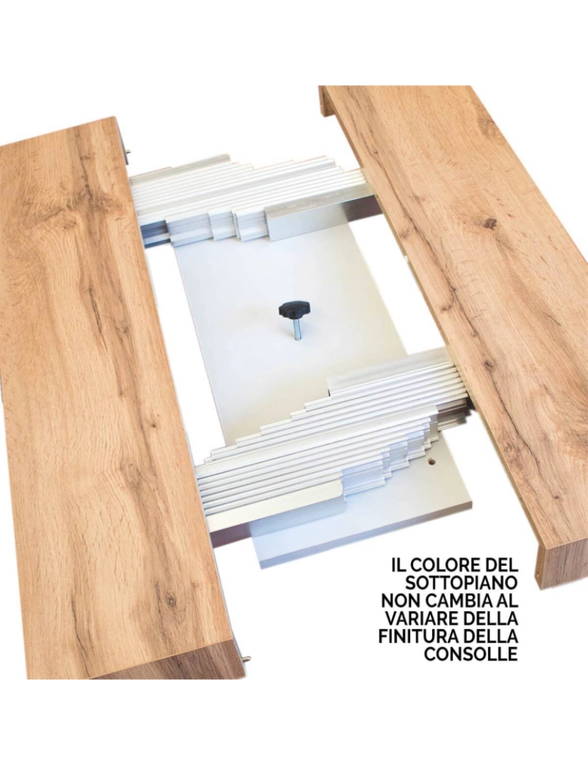 imagem de Mesa consola extensível 90x40/300 cm Spimbo Mix plano Cinza Branca - estrutura Nogueira5
