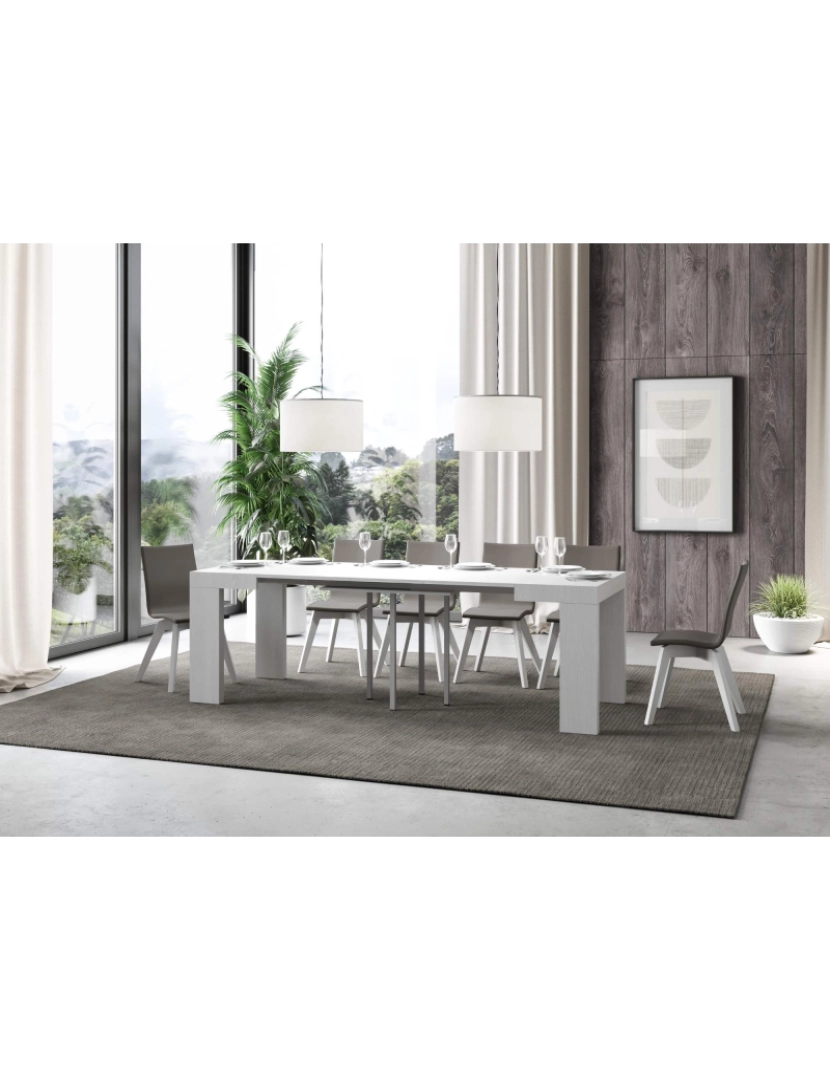 imagem de Mesa de jantar extensível 90x90/246 cm Roxell Cinza Branca3