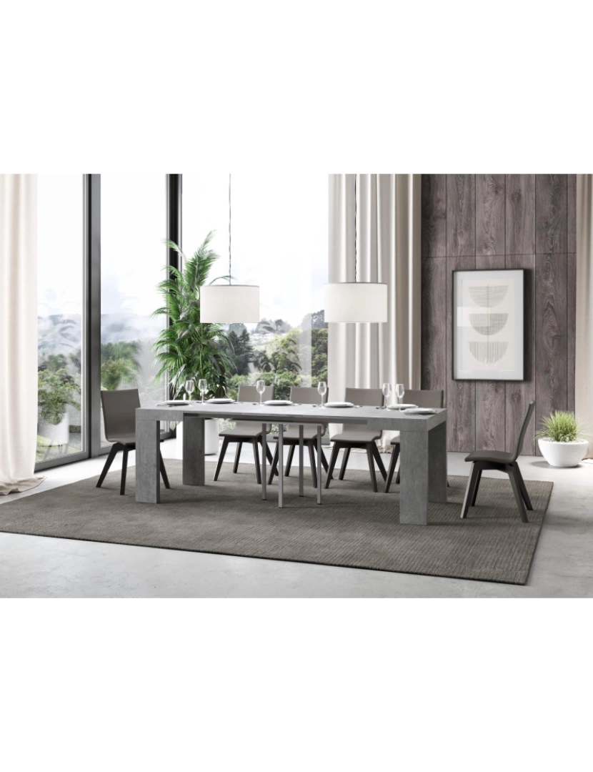 imagem de Mesa de jantar extensível 90x90/246 cm Roxell Cimento3