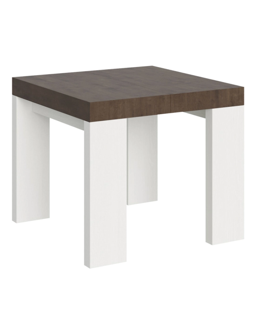 Itamoby - Mesa de jantar extensível 90x90/246 cm Roxell Mix plano Nogueira - pernas Cinza Branca