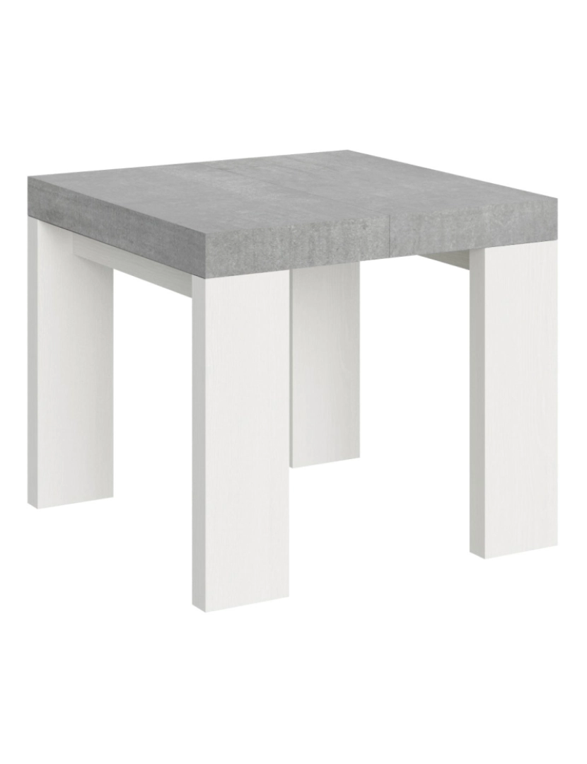 Itamoby - Mesa de jantar extensível 90x90/246 cm Roxell Mix plano Cimento - pernas Cinza Branca