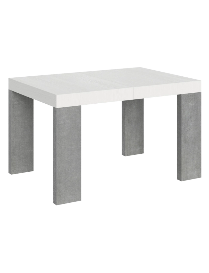 Itamoby - Mesa de jantar extensível 90x130/234 cm Roxell Mix plano Cinza Branca - pernas Cimento