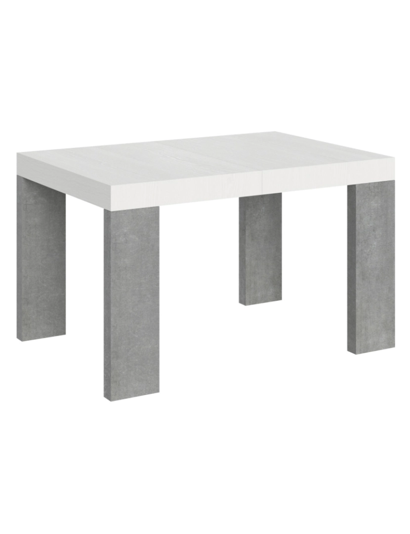 imagem de Mesa de jantar extensível 90x130/234 cm Roxell Mix plano Cinza Branca - pernas Cimento1