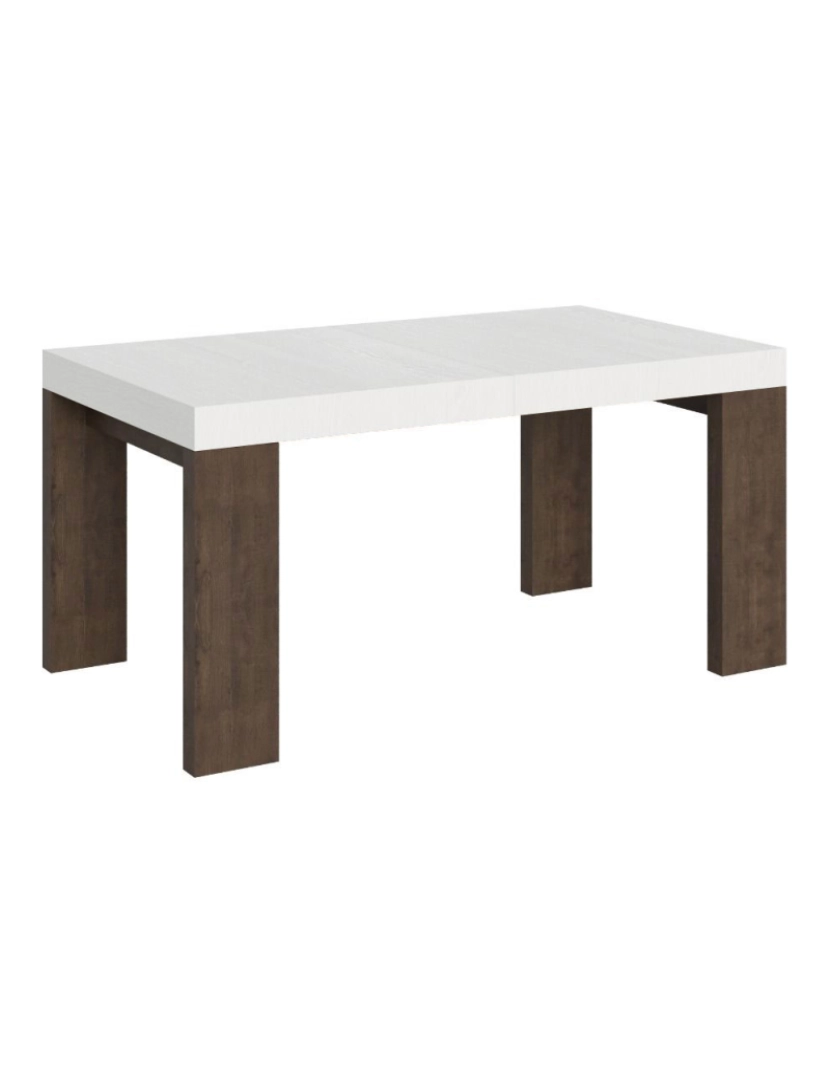 Itamoby - Mesa de jantar extensível 90x160/264 cm Roxell Mix plano Cinza Branca - pernas Nogueira