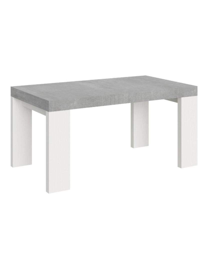 Itamoby - Mesa de jantar extensível 90x160/264 cm Roxell Mix plano Cimento - pernas Cinza Branca