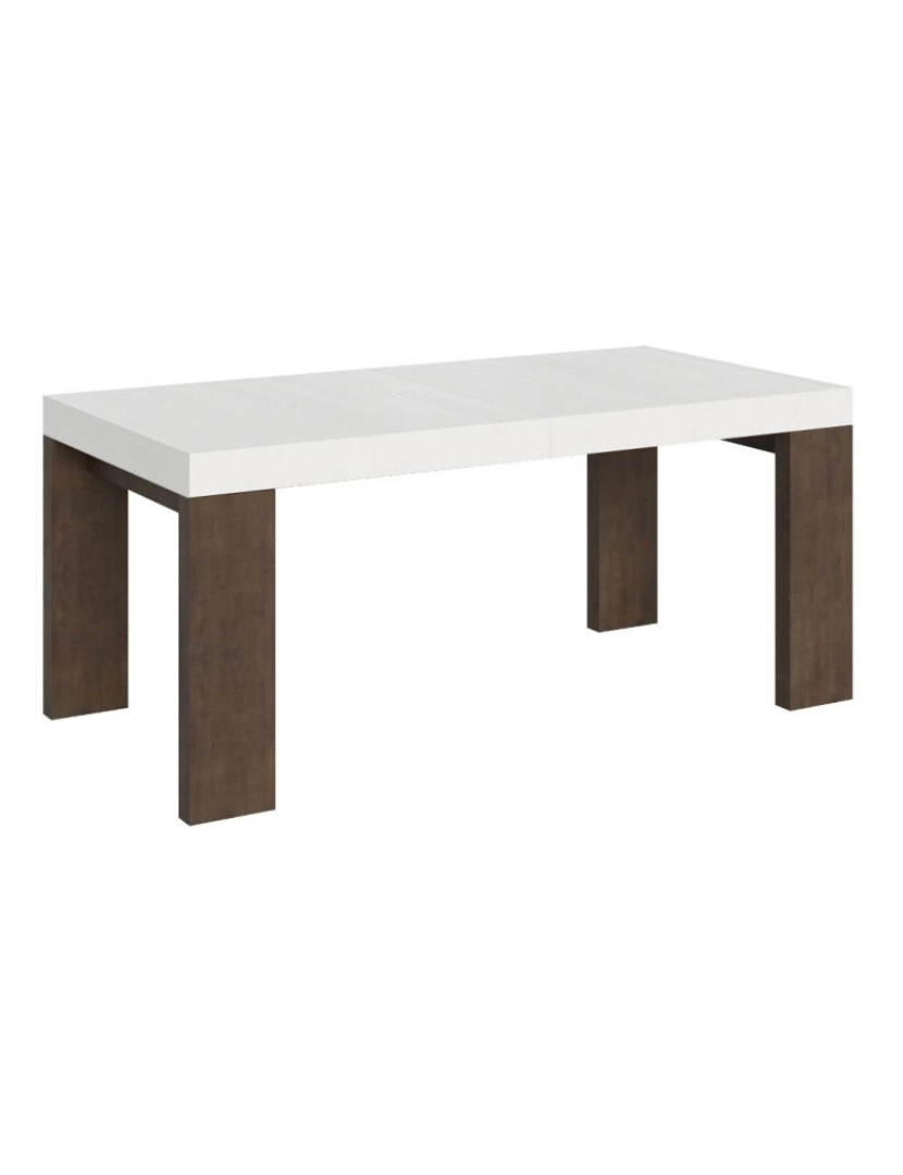 Itamoby - Mesa de jantar extensível 90x180/284 cm Roxell Mix plano Cinza Branca - pernas Nogueira