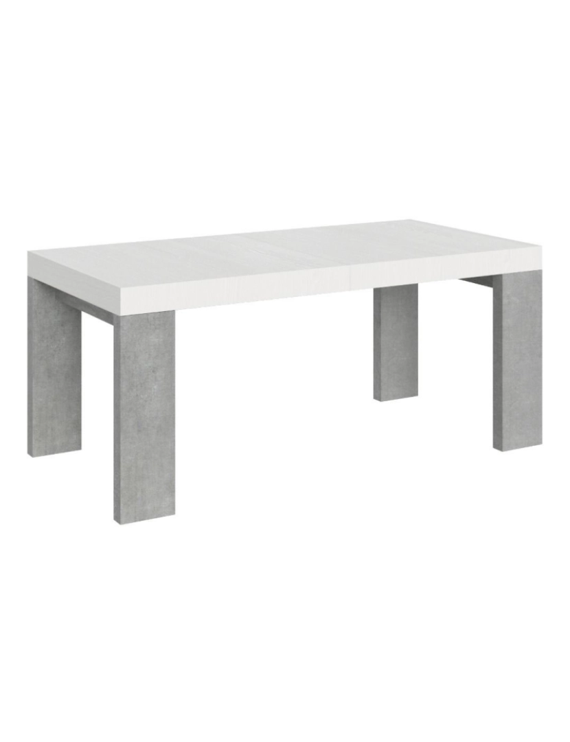 Itamoby - Mesa de jantar extensível 90x180/284 cm Roxell Mix plano Cinza Branca - pernas Cimento