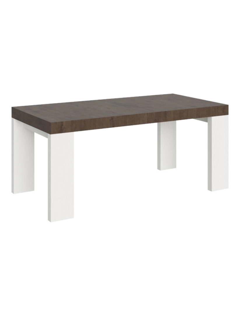 Itamoby - Mesa de jantar extensível 90x180/284 cm Roxell Mix plano Nogueira - pernas Cinza Branca