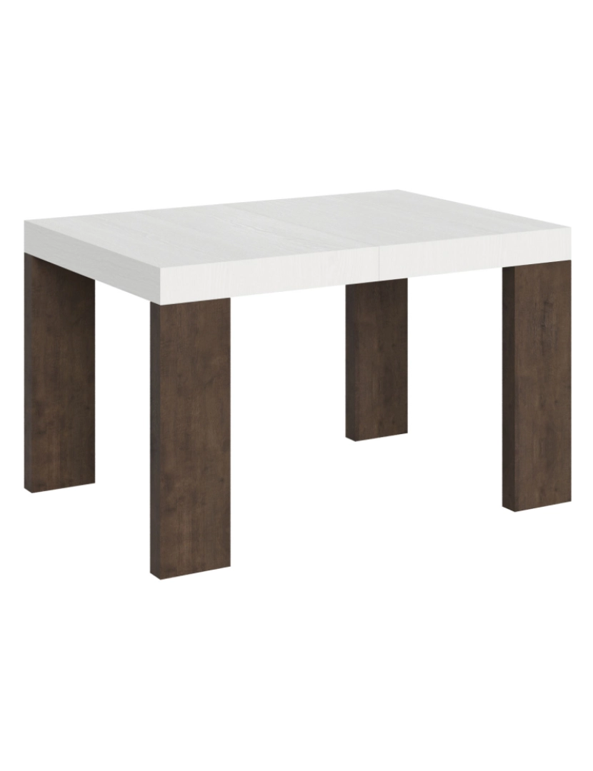 imagem de Mesa de jantar extensível 90x130/390 cm Roxell Mix plano Cinza Branca - pernas Nogueira1