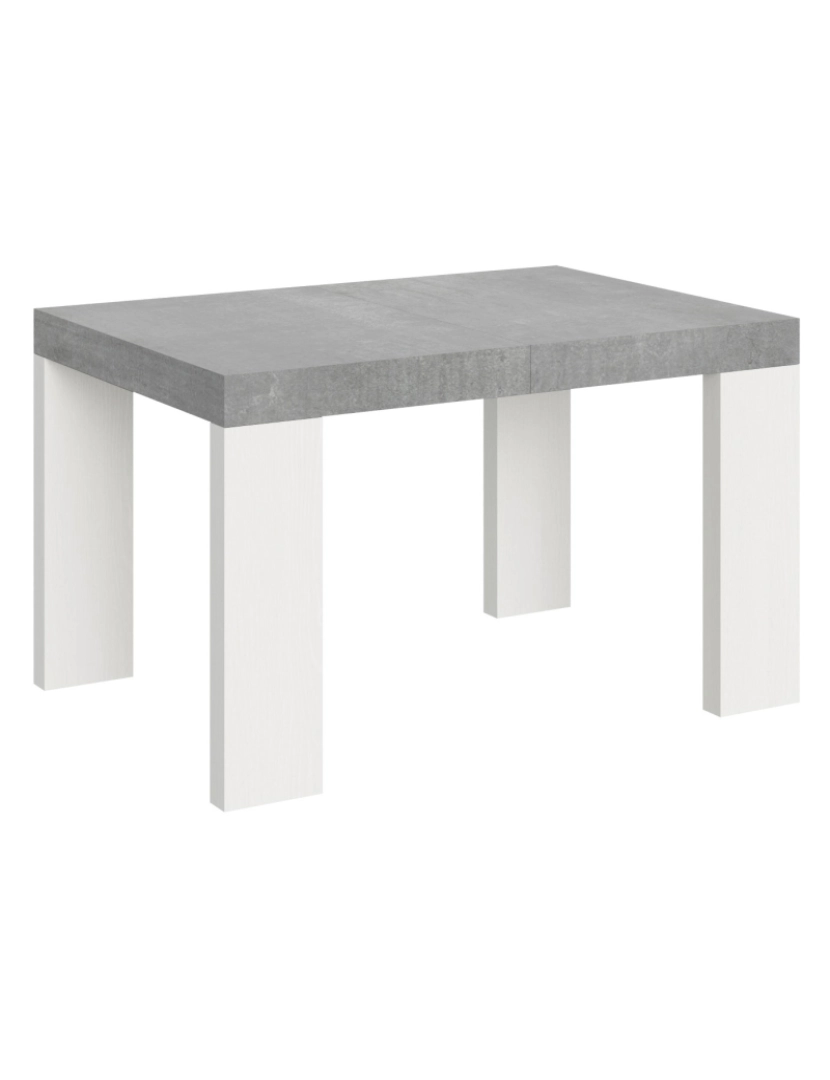 imagem de Mesa de jantar extensível 90x130/390 cm Roxell Mix plano Cimento - pernas Cinza Branca1