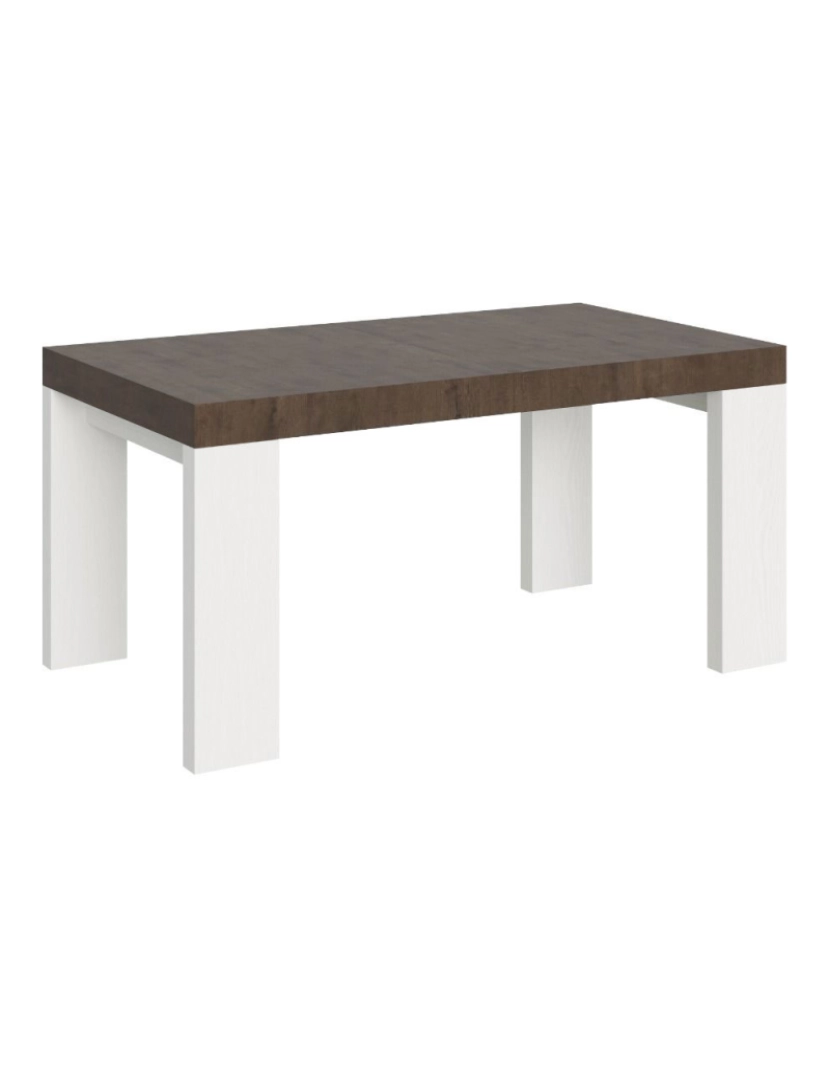 Itamoby - Mesa de jantar extensível 90x160/420 cm Roxell Mix plano Nogueira - pernas Cinza Branca