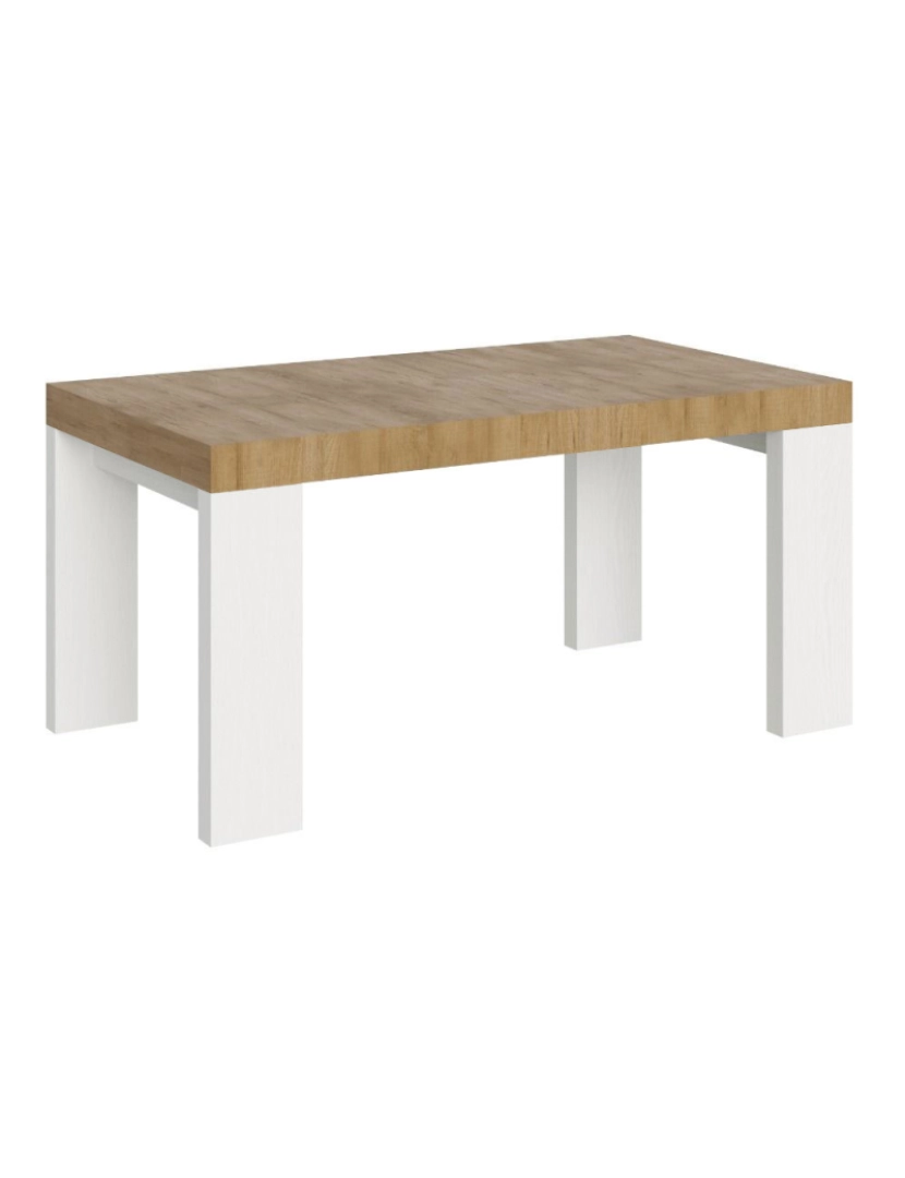 imagem de Mesa de jantar extensível 90x160/420 cm Roxell Mix plano Carvalho Natural - pernas Cinza Branca1