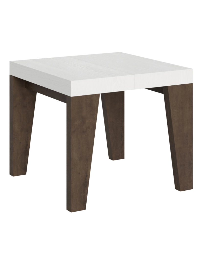 Itamoby - Mesa de jantar extensível 90x90/246 cm Naxy Mix plano Cinza Branca - pernas Nogueira