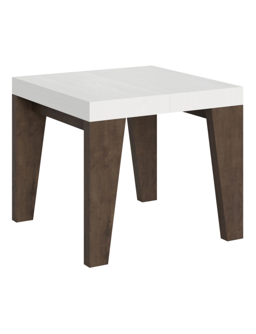 imagem de Mesa de jantar extensível 90x90/246 cm Naxy Mix plano Cinza Branca - pernas Nogueira1