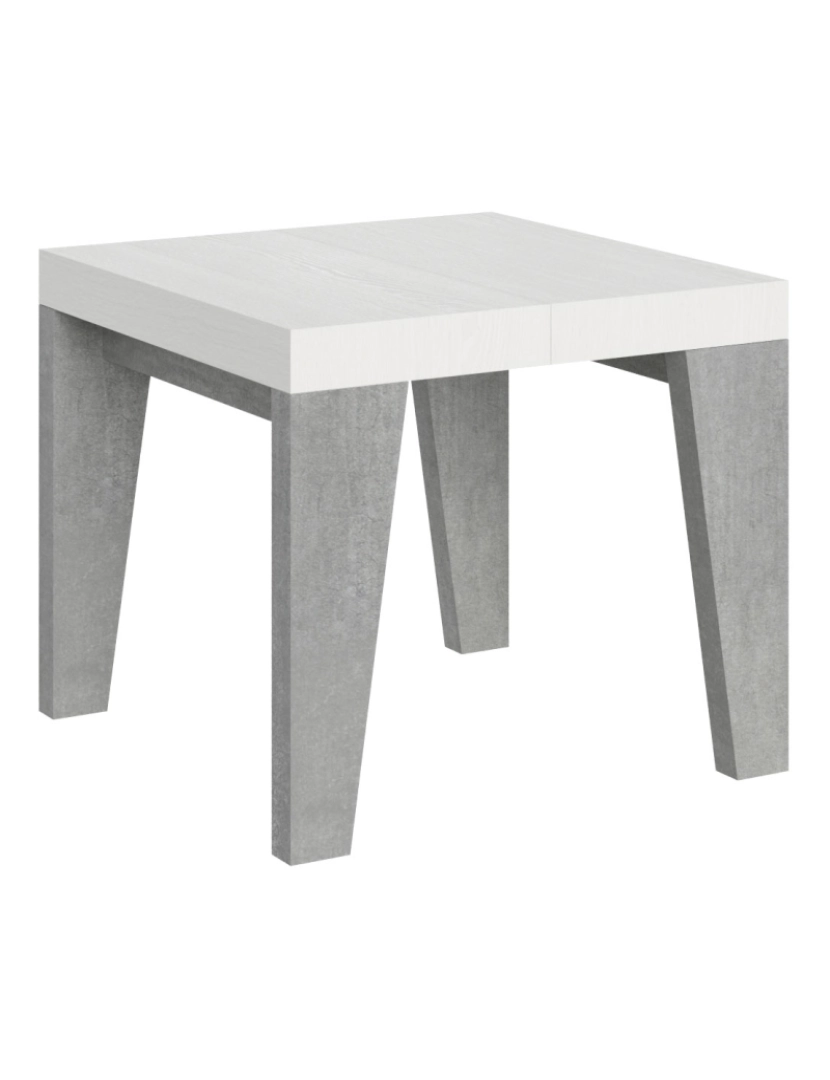 Itamoby - Mesa de jantar extensível 90x90/246 cm Naxy Mix plano Cinza Branca - pernas Cimento