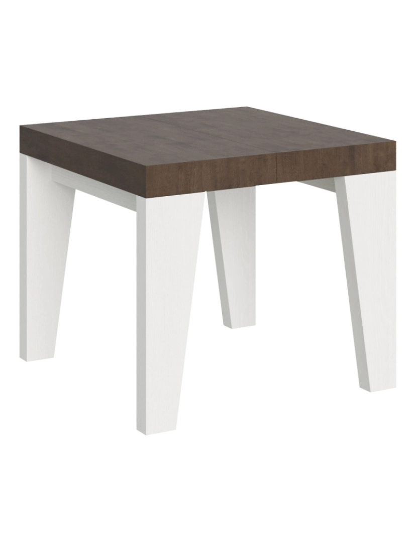 Itamoby - Mesa de jantar extensível 90x90/246 cm Naxy Mix plano Nogueira - pernas Cinza Branca