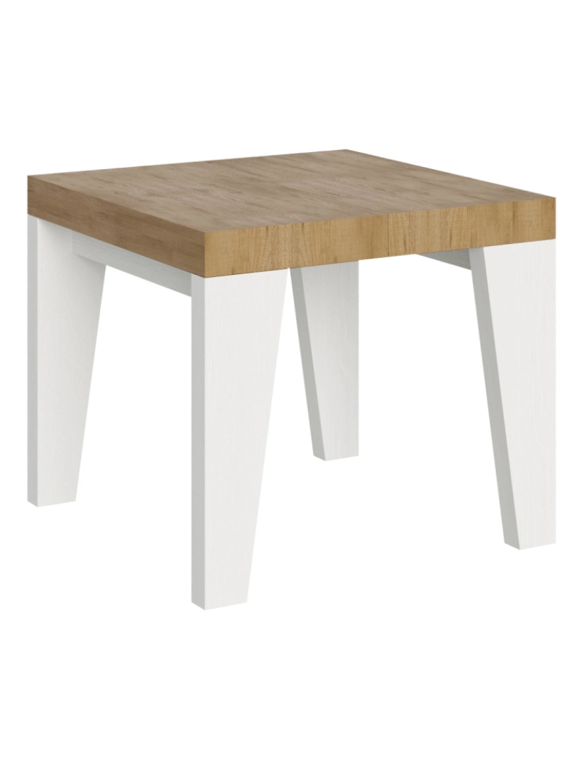 imagem de Mesa de jantar extensível 90x90/246 cm Naxy Mix plano Carvalho Natural - pernas Cinza Branca1