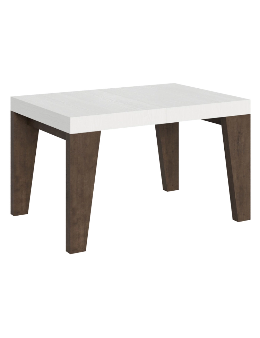 imagem de Mesa de jantar extensível 90x130/234 cm Naxy Mix plano Cinza Branca - pernas Nogueira1