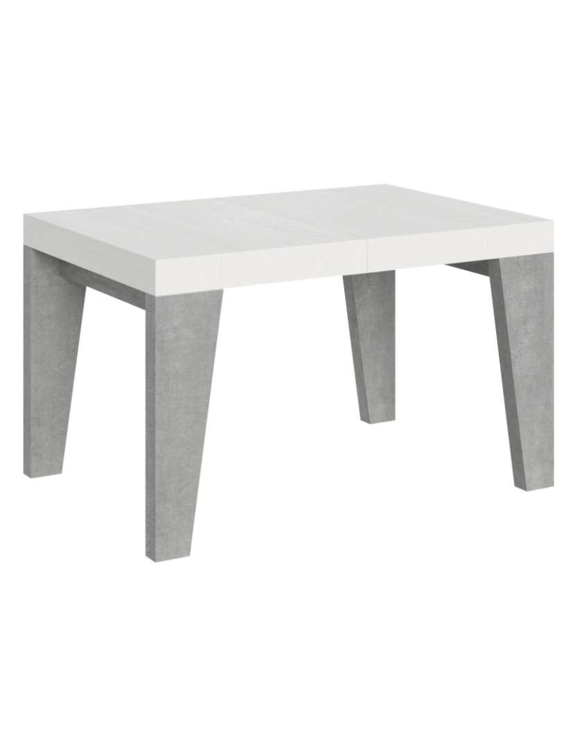 Itamoby - Mesa de jantar extensível 90x130/234 cm Naxy Mix plano Cinza Branca - pernas Cimento