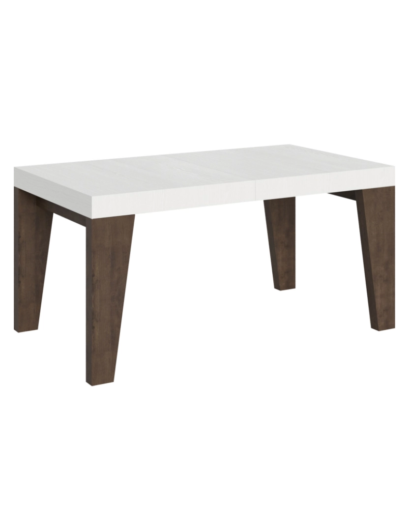 imagem de Mesa de jantar extensível 90x160/264 cm Naxy Mix plano Cinza Branca - pernas Nogueira1