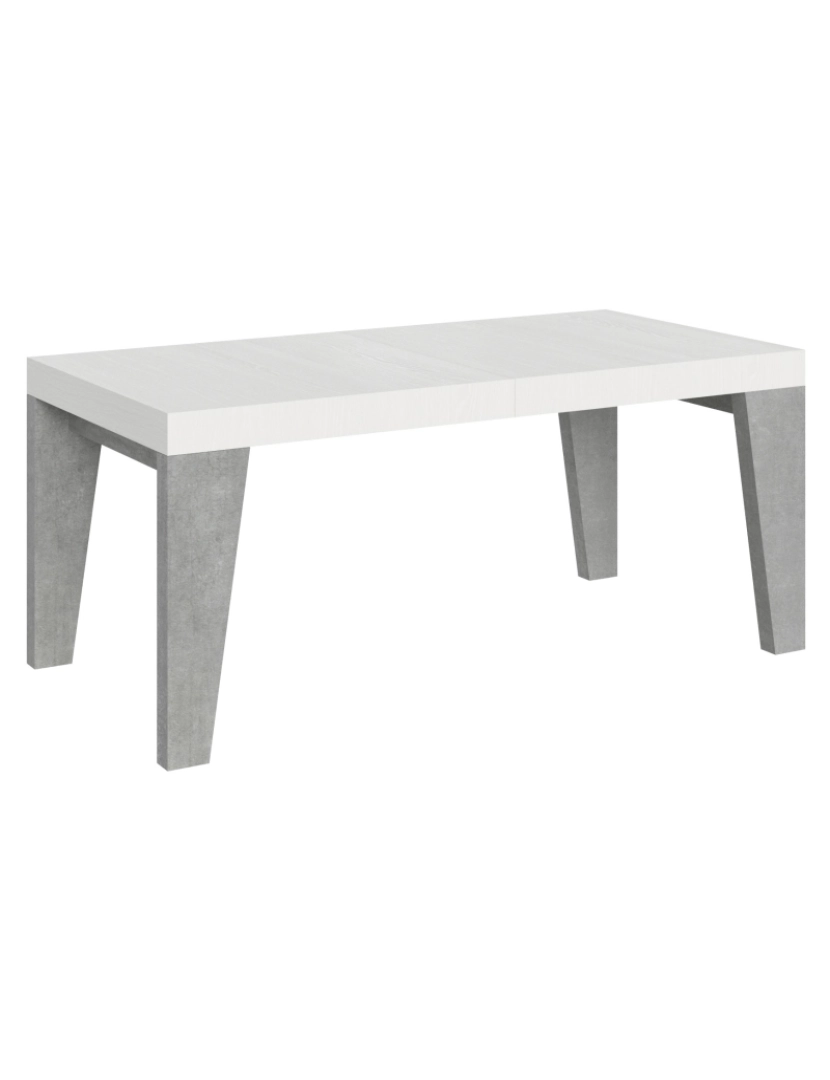 Itamoby - Mesa de jantar extensível 90x180/284 cm Naxy Mix plano Cinza Branca - pernas Cimento
