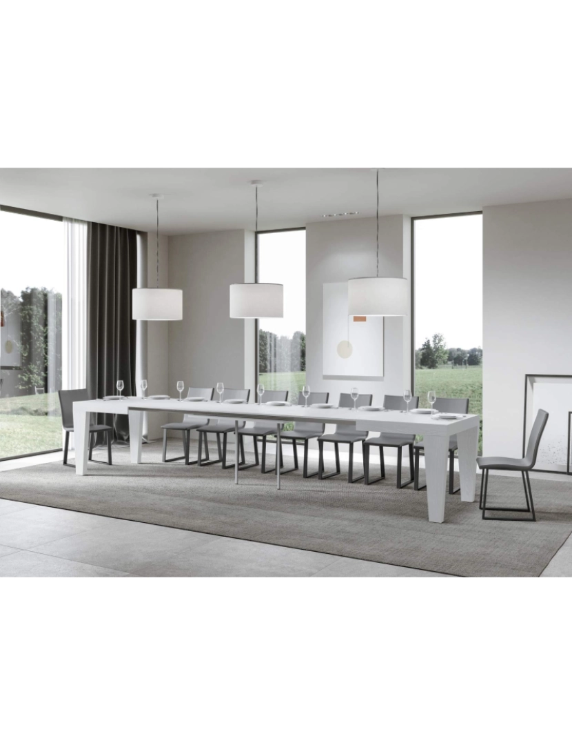 imagem de Mesa de jantar extensível 90x130/390 cm Spimbo Cinza Branca4